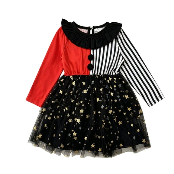 ATOGUTA Girl Halloween Dress Long Sleeve Tulle Cute Casual Party Princess Dress Black, Size 1T-6