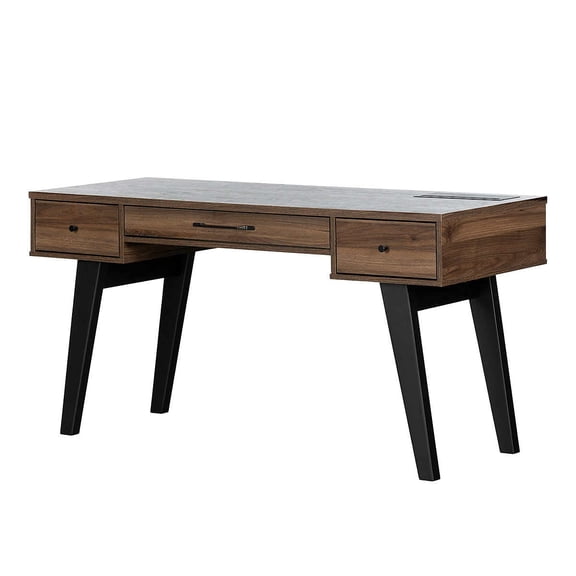 Pemberly Row Computer Desk with Power Bar Natural Walnut Pemberly Row