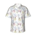 thumbnail image 4 of Wukai Hand Drawn Rabbit Men's Hawaiian Shirt Short Sleeve Casual Button Down Summer Beach Aloha Shirt Tropical Print Holiday Party, 4 of 8