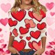 thumbnail image 1 of RKSTN Valentines 3/4 Sleeve Tops for Women Oversized Crewneck Valentine's Day Graphic Printed Short Sleeve T Shirt Womens Casual Round Neck Loose Comfy Loves Heart Print Three Quarter Sleeve Shirts, 1 of 6