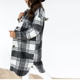 thumbnail image 5 of Viikei Women Coats Plus Size Women Coats Clearance Hoodie Jackets for Women Casual Plaid Long Wool Blend Coat Shacket Jackets Casual Boyfriend Flannel Shirts Pocket Cardigan Coat, 5 of 7