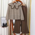 thumbnail image 2 of NOLDARES Toddler Baby Girl Fall Winter Clothes Graphic Crewneck Sweatshirt + Joggers Pants Outfits Set(Brown,11-12 Y), 2 of 4
