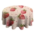 thumbnail image 4 of Strawberry Plants Fruit Heart Beige Pattern Round Tablecloth 60"x60",Wrinkle Wipeable Table Cloth for Kitchen Dining Room Picnic Patio Party, 4 of 6