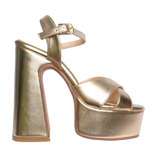 Sandalia de Tacón Alto 14 cm para Mujer Antonio Cavala 2907 Negro o Dorado Plataforma 4 cm dorado 25.5