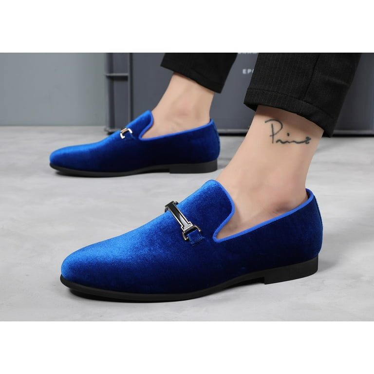 blue velvet mens dress shoes Squadron Jacks Blue | Handmade Velvet Men's Loafer main image 1