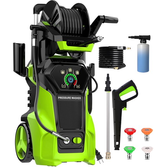 Biotree Electric Pressure Washer 5000 PSI Max 3.2 GPM, Adjustable Pressure Control Panel, 4 Quick-Connect Nozzles & Foam Cannon Power Washer for Car Driveway Patio Home Cleaning