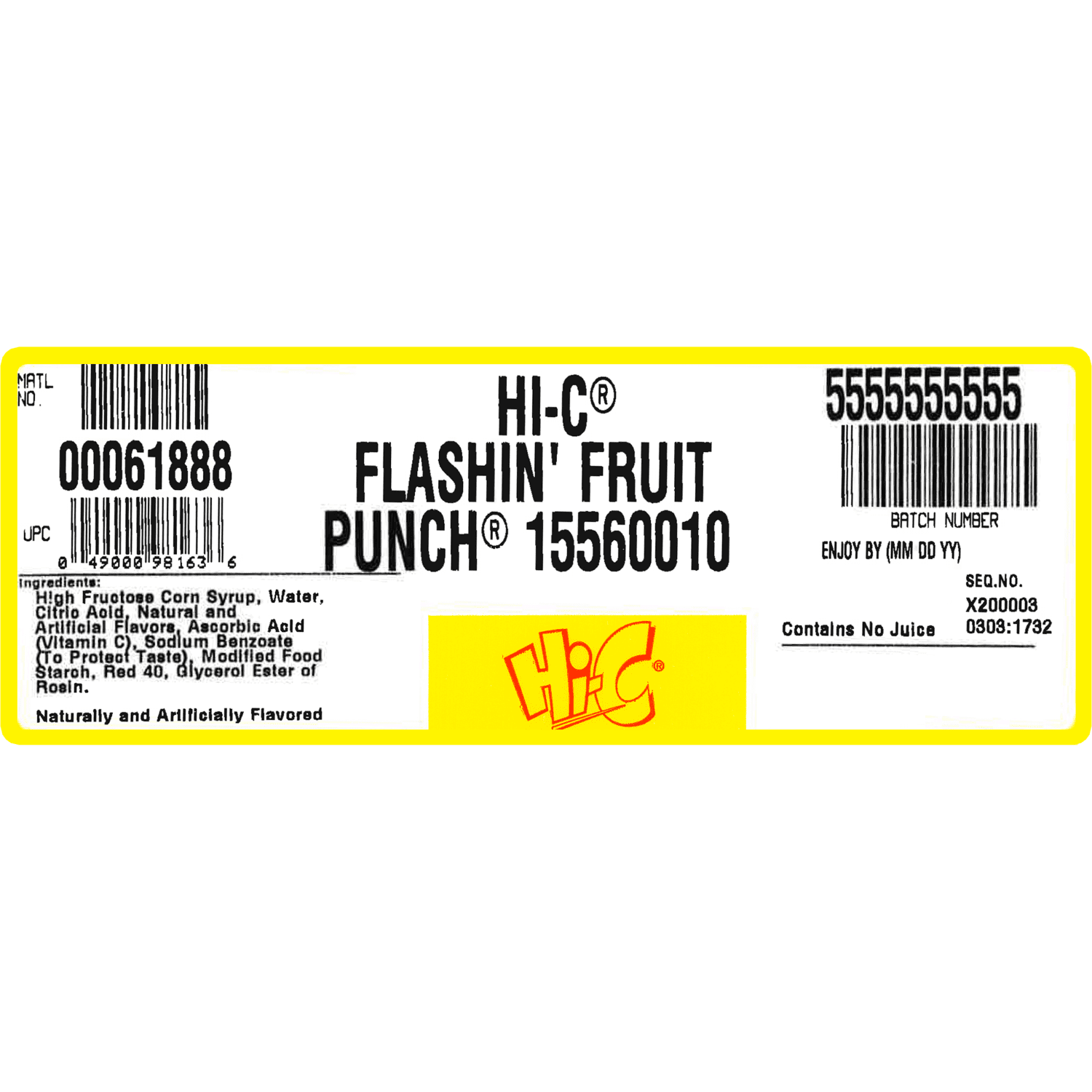 Hi-C Fruit Punch Bag in box, 5 Gallons