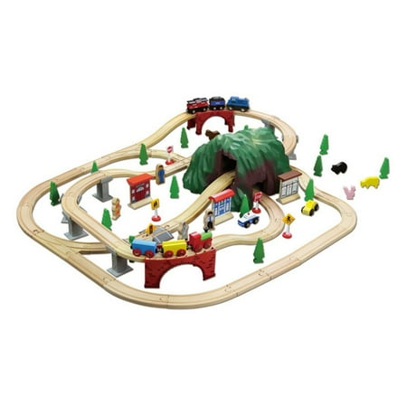 Maxim Wooden Mountain (100 Pieces) Play Train Set