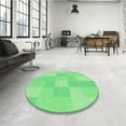thumbnail image 4 of Ahgly Company Tapis Rond Lavable en Machine Intérieur Transitionnel Vert, 3 Pieds Rond, 4 of 7