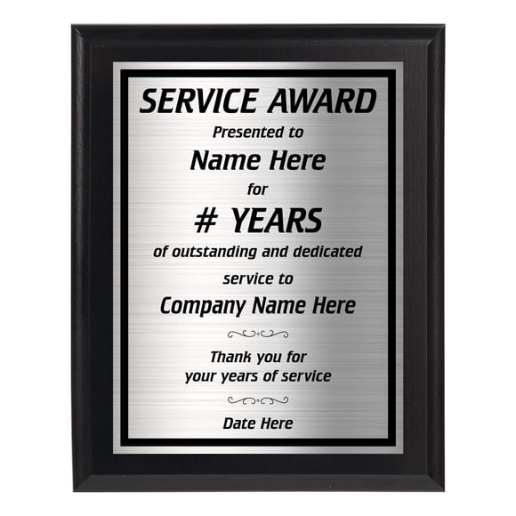 Years of Service Award Plaque for Employee Recognition and Appreciation 8x10 - Work Present for Co-Worker - Personalized with Your Text - Work Anniversary - Customize Now!