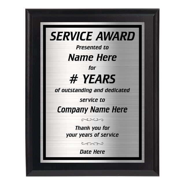Years of Service Award Plaque for Employee Recognition and Appreciation 8x10 - Work Present for Co-Worker - Personalized with Your Text - Work Anniversary - Customize Now!