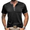 thumbnail image 2 of Tungbrin Mens Short Sleeve Shirts Summer Casual Comfort Button up T Shirt Classic 3 Buttons Solid Color Crewneck Tops, 2 of 8