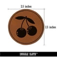 thumbnail image 2 of Pair of Cherries on Stem Cherry Fruit 2.5" Faux Leather Round Engraved Iron-On Patch - Brown, 2 of 6