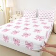 thumbnail image 5 of Erosebridal Pink Buffalo Bow Queen Sheet Sets for Girls, Princess Bowknot Bed Set for Women, 4-Piece, 5 of 6