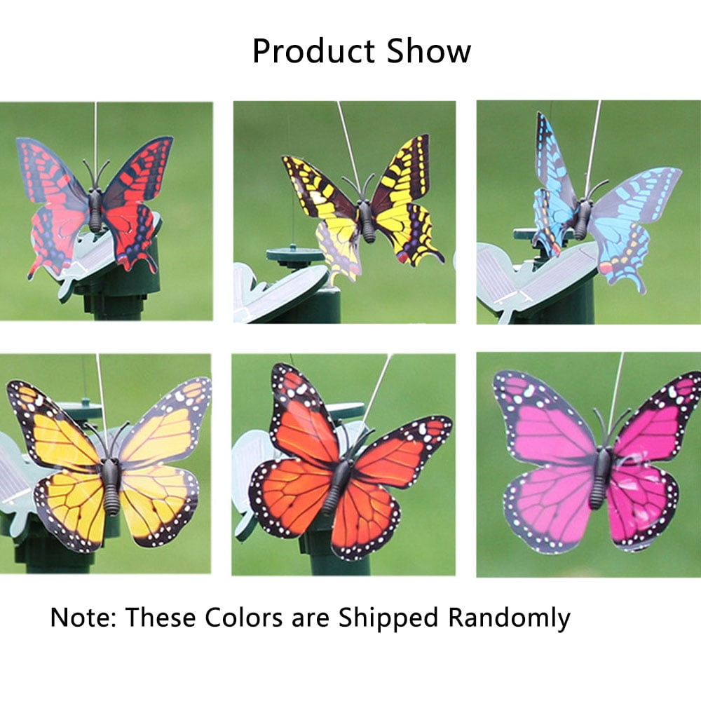 TOP-MAX 5PCS Solar Garden Butterfly Fluttering Solar Butterfly Decoration for Indoor and Outdoor Not Light (Random Color)