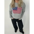 thumbnail image 5 of Hirigin Womens American Flag Sweater Knit Long Sleeve Crew Neck Graphic Elegant Soft Loose Pullover, 5 of 7