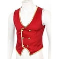 thumbnail image 4 of Zaldita Mens Halloween Magician Waistcoat V Neck Double-Breasted Pointed Hem Gold Leather Trim Vests Red L, 4 of 7