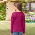 thumbnail image 4 of Long Sleeve Shirts for Girls Crewneck Slim Fit Tops Ribbed Shirt Casual Base Layer Tops Hot Pink 140, 4 of 4