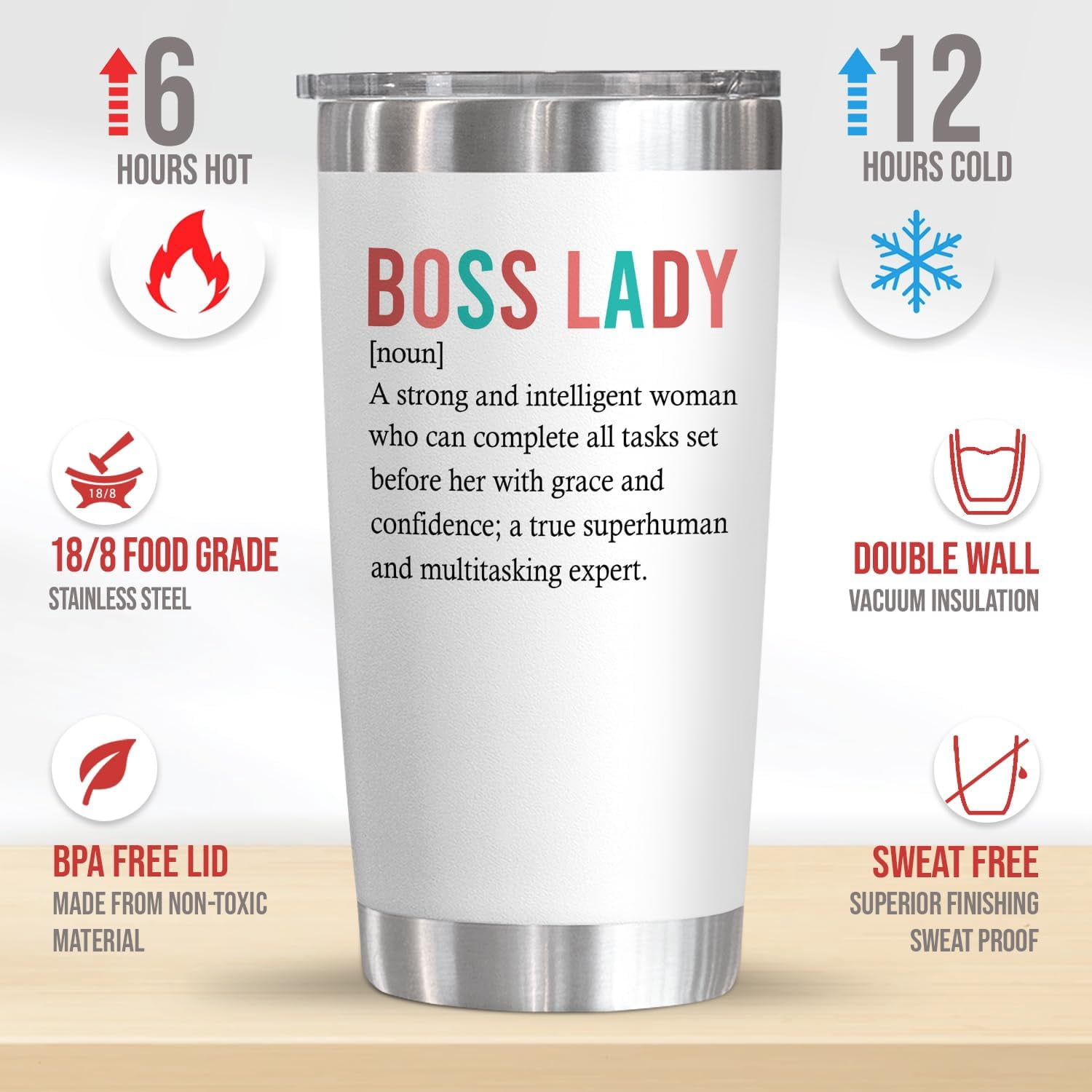 Boss Lady Gifts For Women - Christmas,Birthday Gifts For Boss,Manager,Leader,Boss Gifts For Women,Appreciation Gifts Coworkers,Leader,Manager,Colleagues - 20 Oz Stainless Steel Tumbler