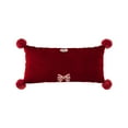 thumbnail image 2 of Lumbar Support Pillow with Classic Bow Design, Comfortable Cushion for Office Chair and Living Room Decor, Detachable Cover Accent Pillow for Bedside Sofa and Long Sitting Sessions(Red,C）, 2 of 7
