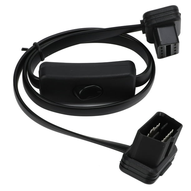 OBD2 Extension Cable, Black Male 16 Pin Diagnostic Flat Cord Adapter Connector Female 8 Core