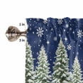 thumbnail image 5 of Christmas Kitchen Curtains and Valances Set, Cute Hat Snowman Xmas Box Pine Trees Snow Navy Blue Rod Pocket Window Valance Window Curtain Panels for Living Room Bedroom Laundry, 27.5x36in, 3 Pieces, 5 of 7