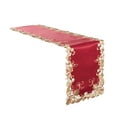 thumbnail image 6 of Gold Lace Burgundy Table Runner - Dresser Scarf European Embroidery - Perfect for Kitchen Dining Room Home Decor Wedding Receptions - 14 x 108 inches - The Chantelle Collection, 6 of 7