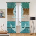 thumbnail image 2 of Kitchen Curtains 84 Inch Length 2 Panels, Teal Blue Anchor Grommets Window Treatment Curtain, Nautical Coastal Ocean Wooden Retro Art Thermal Curtains Drapes for Living Room/Bathroom, 2 of 9