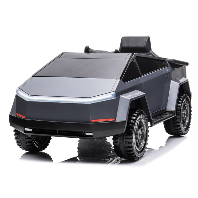 KingToys Grey Cybertruck Style Kids Ride On Truck 12V With Remote Control