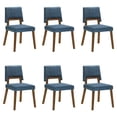 thumbnail image 2 of Channell Wood Dining Chair in Walnut Finish with Blue Fabric - Set of 6, 2 of 14
