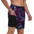 thumbnail image 2 of Balery Purple Butterfly Bañador para hombre, shorts de playa de secado rápido con entrepierna y forro de compresión-Large, 2 of 6
