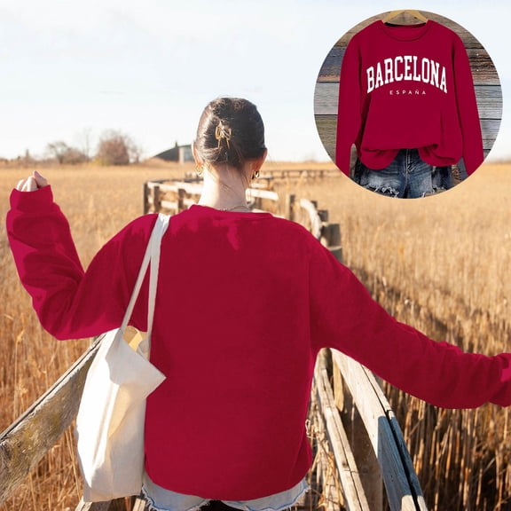 Hauaitttt Womens Letter Print Sweatshirt Oversize Sweatshirts Crewneck Long Sleeve Pullover Top Casual Sweatshirts Women Juniors Blouses Tops Fashion Casual Long Sleeve Ladies Hoodie Dressy