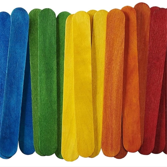 [100 Count] 6 Inch Colored Jumbo Popsicle Sticks for Crafts - ICES, Ice Cream, Waxing, Tongue Depressor Wood Craft Sticks - (Formerly Comfy Package)