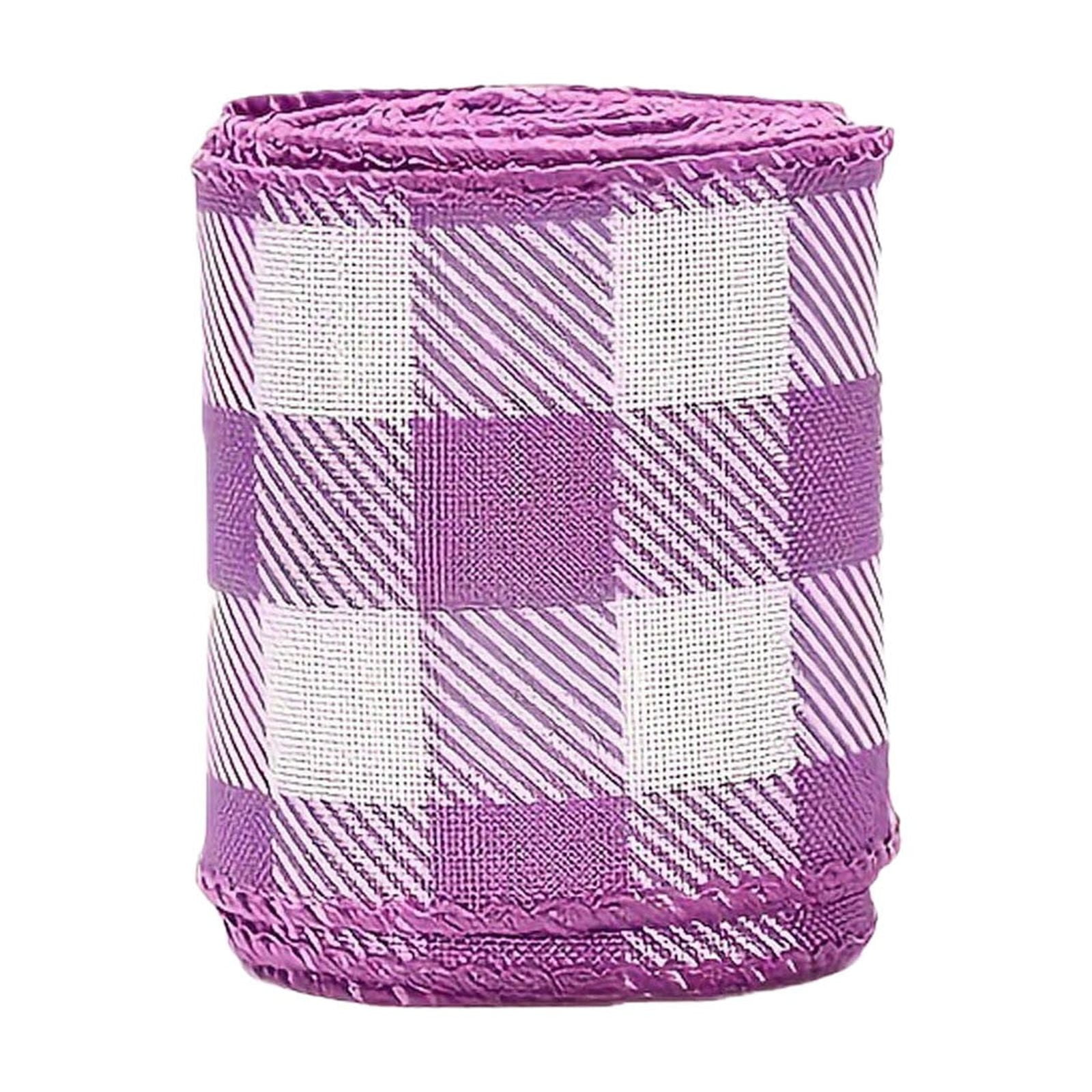 Colorful Plaids Fabric Ribbon 2.5 Inch x 5 Yards Spring Craft Ribbon for Easter Bow Making DIY, Decorative Gift Wrapping Ribbon for Wreath Crafts and Spring DIY Wrapping Supplies, 6 Rolls