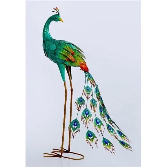 AI-GG9513-Q01 Standing Peacock Garden Sculpture, Multi Color