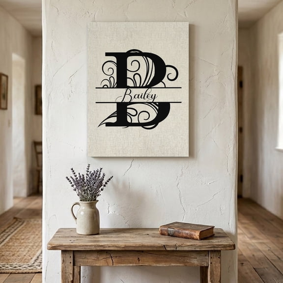 Ships Next Day Canvas Wall Art 8"x12", Letter B Wood Framed Canvas Print Painting, Monogram Words Ready to Hang Small Picture Wall Decor for Home Hallway Bathroom Bedroom