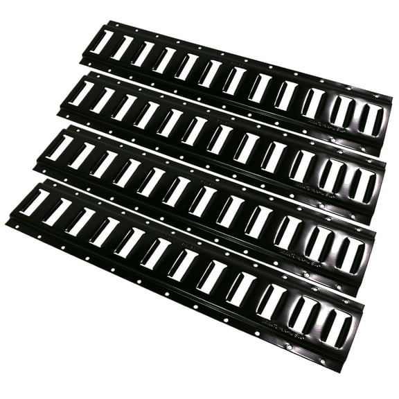 (4 Pack) 2 Ft Horizontal E Track Tie-Down Rail - Made in USA | Black Powder Coated, Bolt-On Tie Down Rail for Cargo on Pickups, Trucks, Trailers, Vans