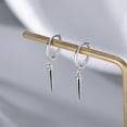 thumbnail image 4 of Sterling Silver Spike Small Hoop Earrings for Women Teens Geometric Hoop Earrings Huggie Drop, 4 of 5