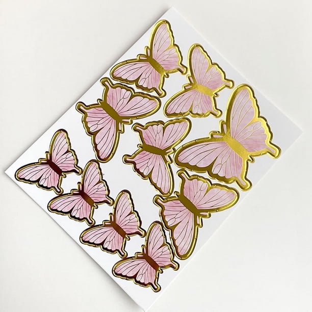 Zhuge 10 juegos de elegantes decoraciones para tartas con forma de mariposa,decoraciones para tartas con forma de mariposa adecuadas para fiestas/cumpleaños, decoraciones para cupcakes (rosa A)