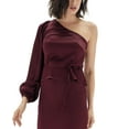 thumbnail image 2 of Minkpink Womens One-Shoulder Peplum Top, Wine/S, 2 of 7