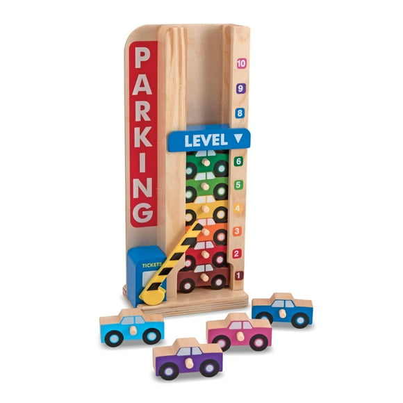 Garaje de estacionamiento Melissa & Doug Stack & Count con 10 autos