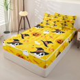 thumbnail image 2 of Homewish Cheerful Halloween Style Zipper Queen Comforter Set with Fitted Sheet and 2 Pillowcases,Witch Hat Skull Pumpkin Candy Spider Pattern Zipper Bedding Set,Halloween Reversible,4 Pieces, 2 of 7