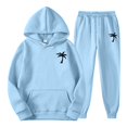 thumbnail image 5 of Men's Suits Product Title for Men Casual Solid Two Piece Hooded Sports Set with Raglan Sleeve Drawstring Pant Set, 5 of 5