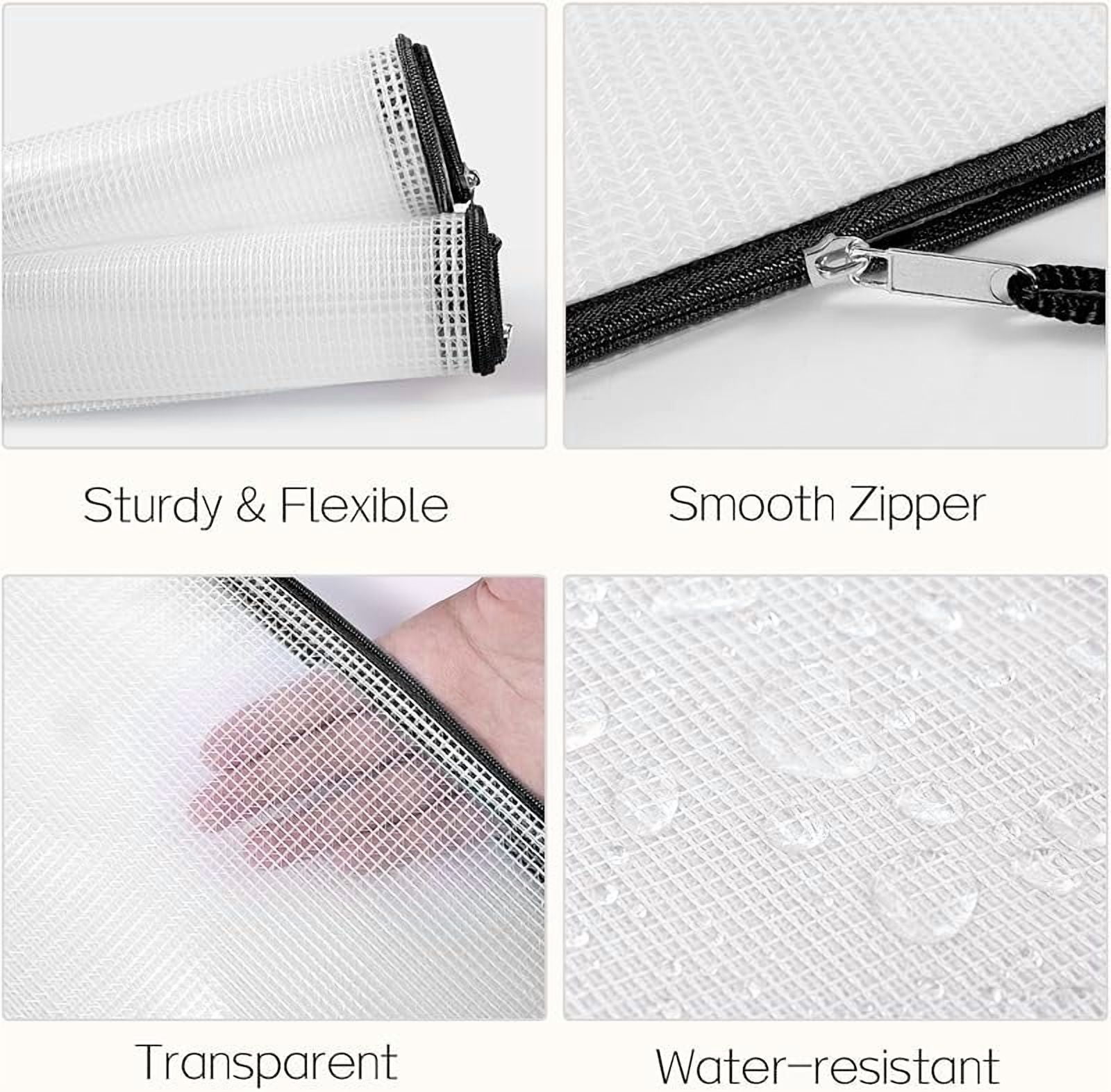 Sooez 24 Pack Mesh Zipper Pouch with Sticky Labels, A4 Mesh Bags for Board Game Puzzles Organization Storage, Durable Letter Size File Folders Organizer for Teacher School Classroom Office Supplies