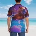 thumbnail image 4 of Pofeuu Capybara Bathtub Fun Print Hawaiian Shirt for Men Sleeves Casual Button Down Summer Beach Dress Shirts T-Shirts,Medium, 4 of 7