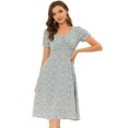 thumbnail image 1 of INSPIRE CHIC Robe Trapèze d'Été Décontractée à Manches Courtes pour Femme, Smock à Volants, Imprimé Cerises, Florale, Gris Bleu, TG, 1 of 5