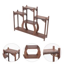 USHOBE Antique Wooden Display Shelf Wooden Brown 1Pcs 13.4X11.4X3.1In