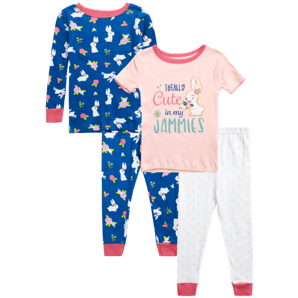 Koala Baby Girls' Pajama Set 4Piece Snug Fit Long Sleeve Shirt and Sleepwear Jogger Pants