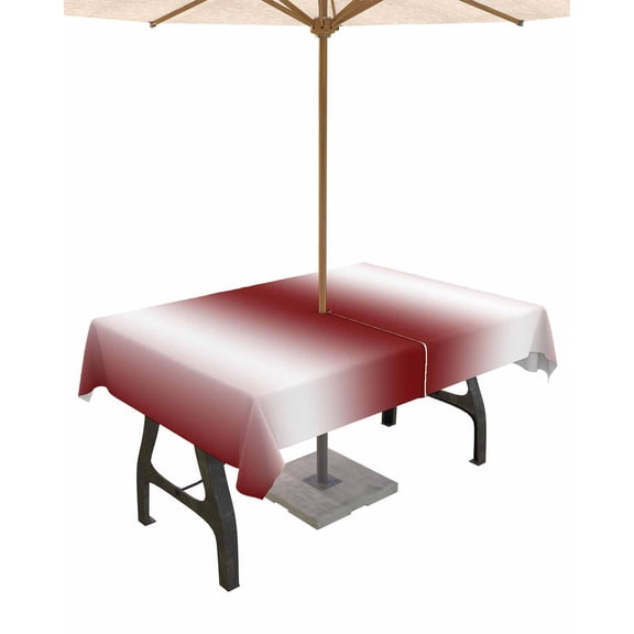 Hokiten Outdoor Tablecloths with Umbrella Hole & Zipper, Red White Ombre Rectangle Tablecloth 60x120 Inch, Farmhouse Chic Minimalist Gradient Art Waterproof Table Cloth, Patio/Pool Table Covers