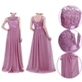 thumbnail image 5 of Linjinx Womens Sleeveless Lace Chiffon Long Dress Wedding Guest Bridesmaid Evening Gown Plum 4, 5 of 6